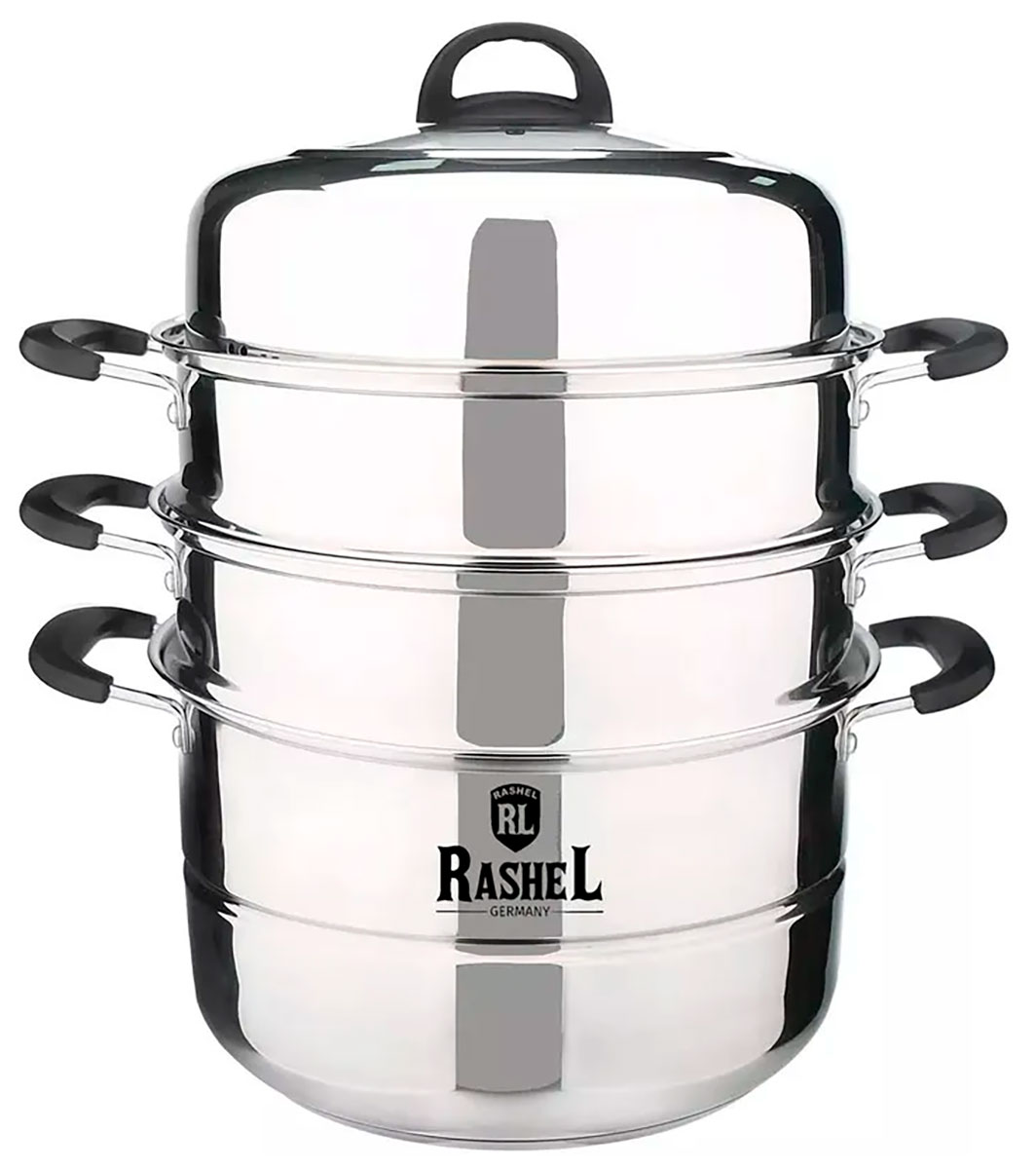 Изображение товара Мантоварка-пароварка Rashel R-028, четырехуровневая, 28 см, нержавеющая сталь