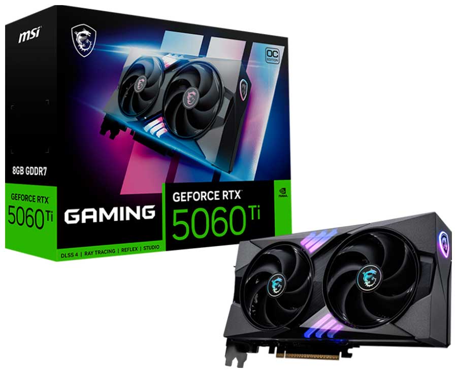 

Видеокарта MSI GeForce RTX 5060 Ti 8G GAMING OC, Черный