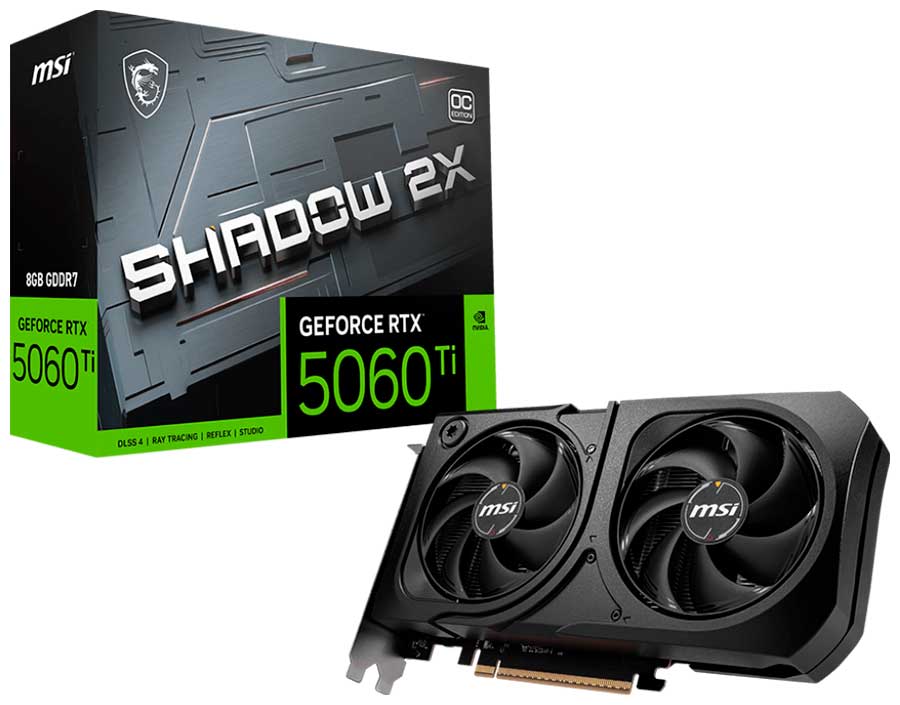 Изображение товара Видеокарта MSI GeForce RTX 5060 Ti 8G SHADOW 2X OC PLUS для игр и профессиональной графики