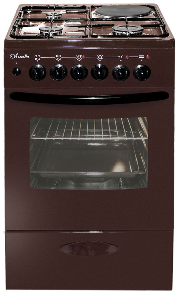 Изображение товара Комбинированная плита Лысьва ЭГ 1/3г01 МС-2у коричневая, без крышки