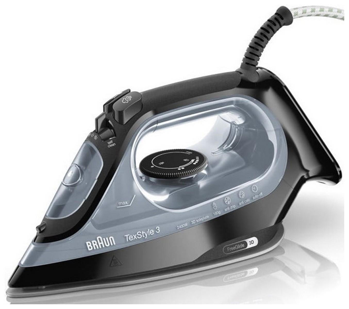 Изображение товара Утюг Braun SI 3055 BK TexStyle 3 с технологией FreeGlide 3D и мощностью 2400Вт