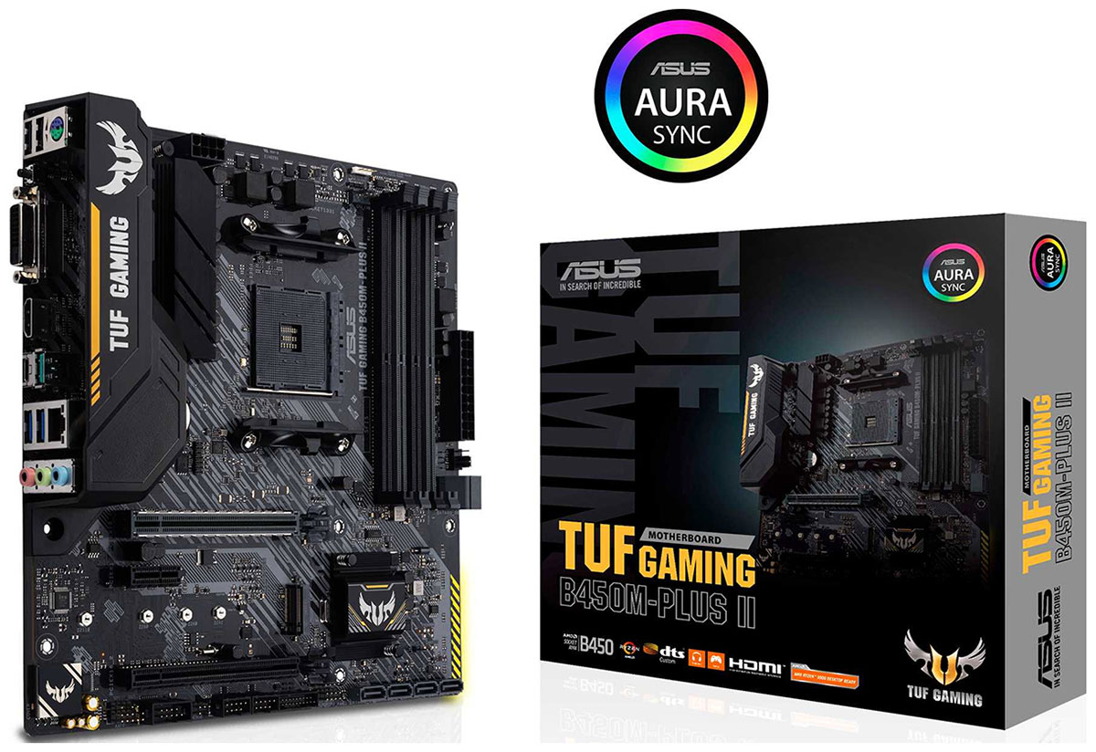 Изображение товара Материнская плата Asus TUF GAMING B450M-PLUS II для AMD AM4 MicroATX с LAN и HDMI