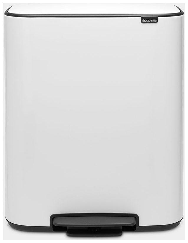 Изображение товара Мусорный бак Brabantia Bo с педалью 2х30л белый - экологичный и вместительный