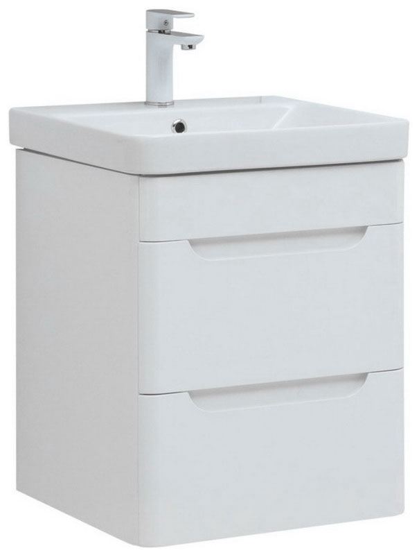 Изображение товара Тумба под раковину Aquanet София 50 глянцевая белая с 2 ящиками