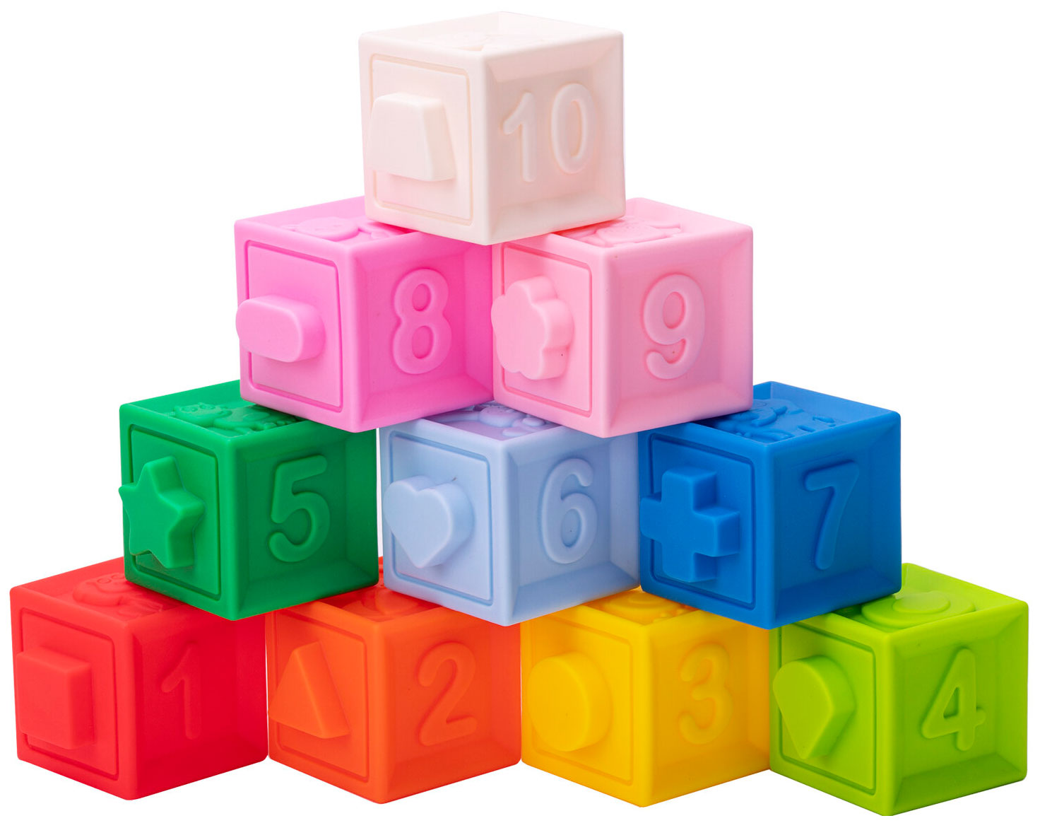 цена Тактильные кубики Юнландия развивающие с функцией сортера ЭКО 10 штук 664703
