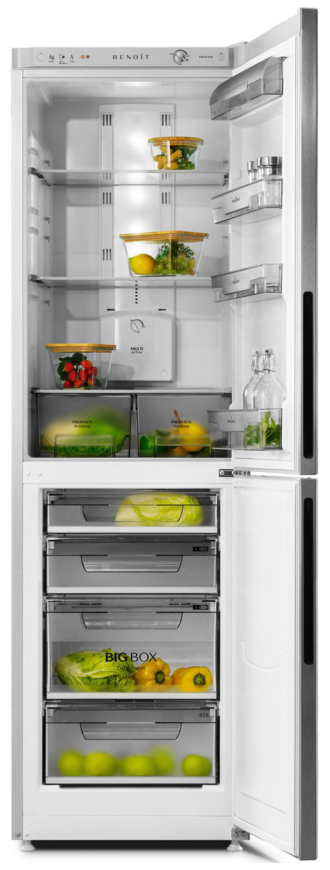 Двухкамерный холодильник Benoit 344 серебристый металлопласт