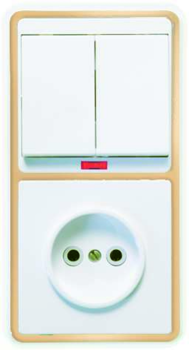 Изображение товара Блок комбинированный Кунцево-Электро БКВР-213 Бэлла 2-кл с индикатором и розеткой