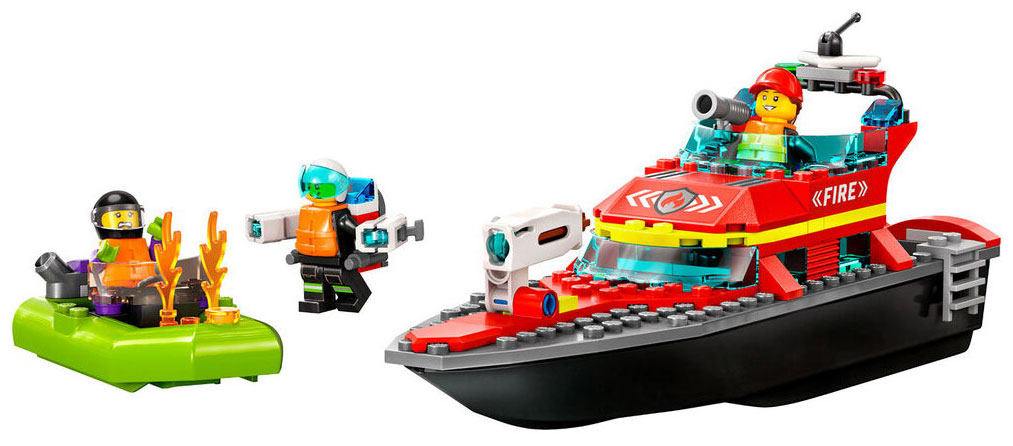 Конструктор Lego City Пожарная спасательная лодка 60373 lego city 60109 пожарный катер 412 дет
