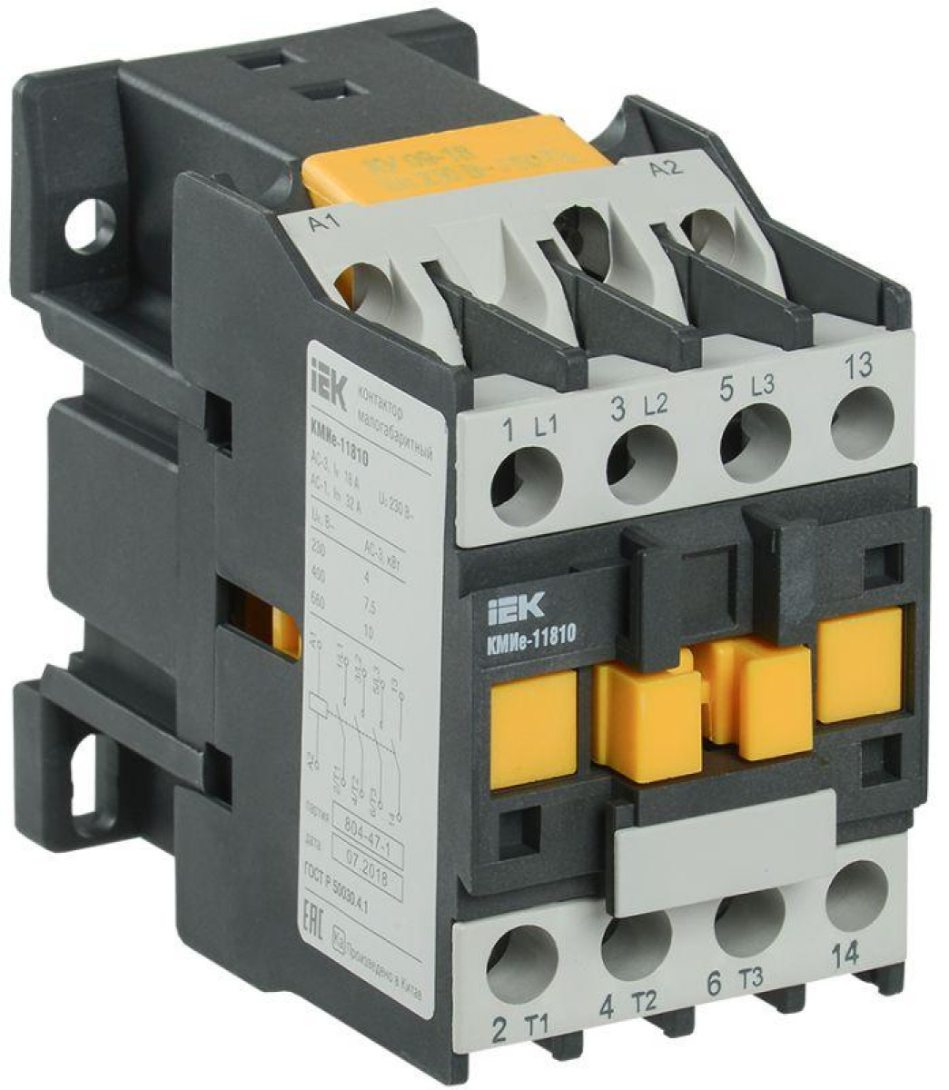 Изображение товара Низковольтное и промышленное электрооборудование IEK Контактор КМИе-11810 18А 230В/АС3 1НО