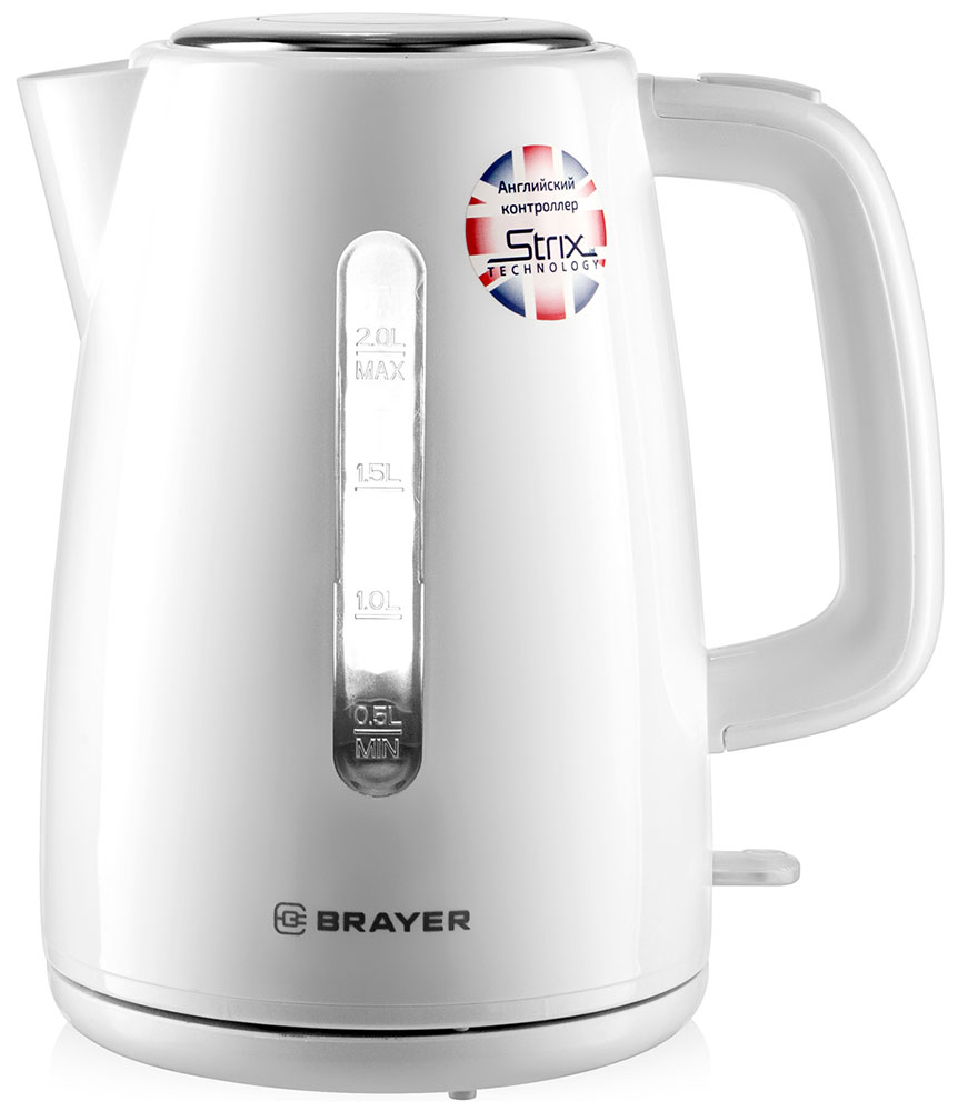 Чайник электрический BRAYER BR1058WH белый 1040br bk электрический чайник brayer электрический чайник brayer 2 л стекл черный