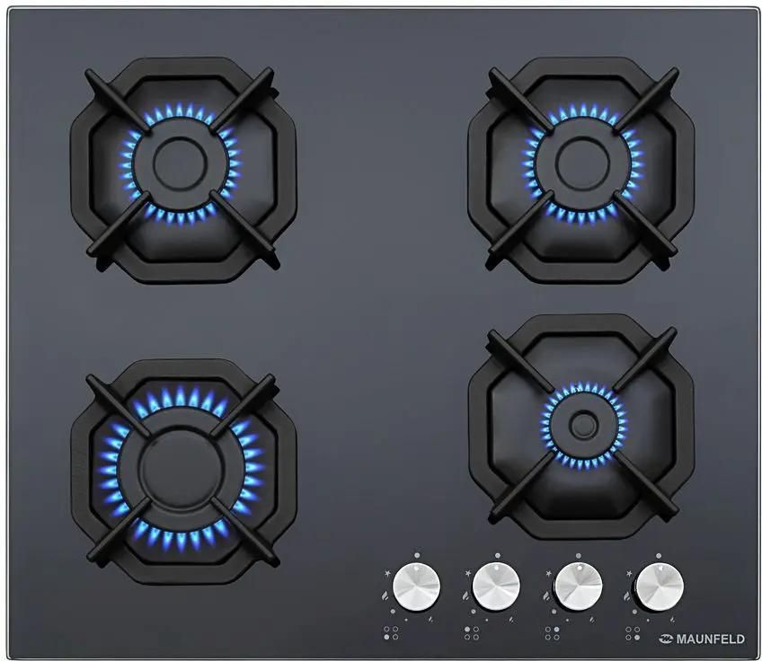 Изображение товара Газовая варочная панель Maunfeld EGHG.64.2CB/G 4 конфорки закаленное стекло французский жиклер черн