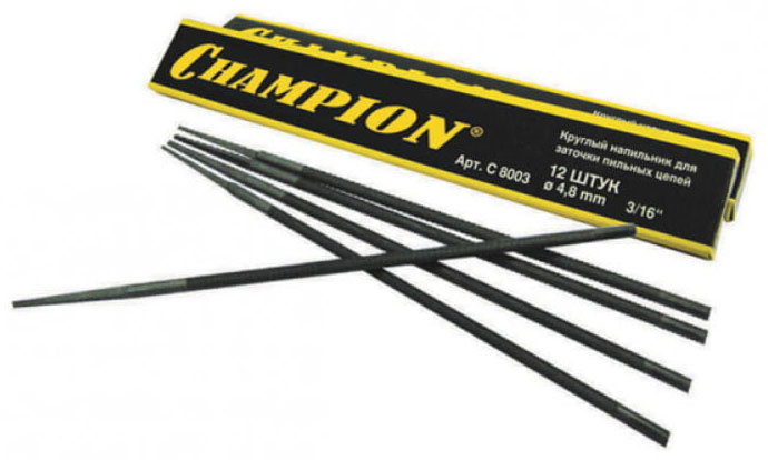Изображение товара Напильник Champion 4.8 мм для заточки пильных цепей 12 шт
