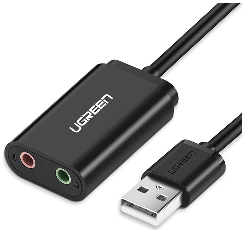 Изображение товара Аудиоадаптер Ugreen USB A - AUX Jack 3.5 мм (f) (30724) черный