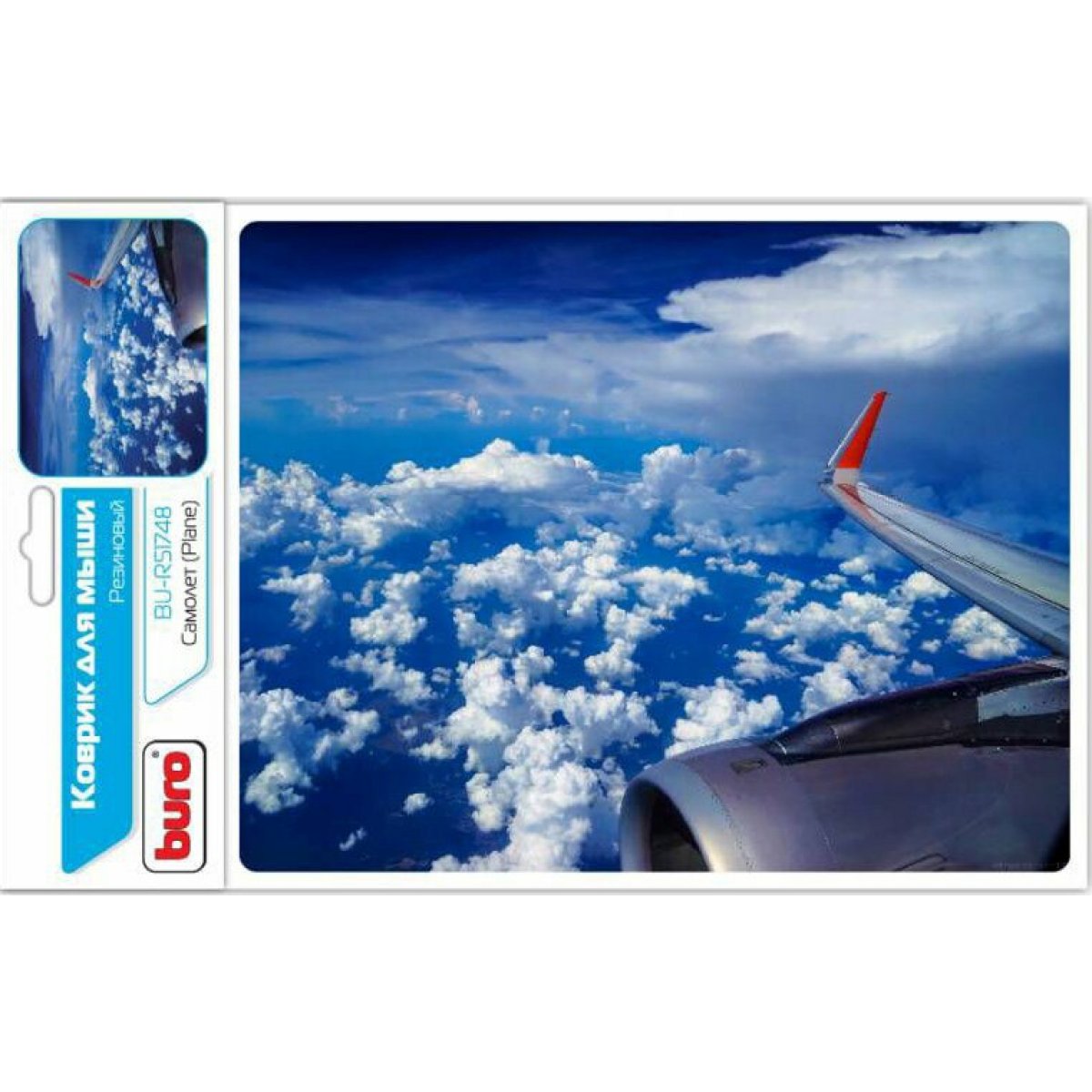 Изображение товара Коврик для мышек Buro BU-R51748 Мини с рисунком самолет 220x180мм