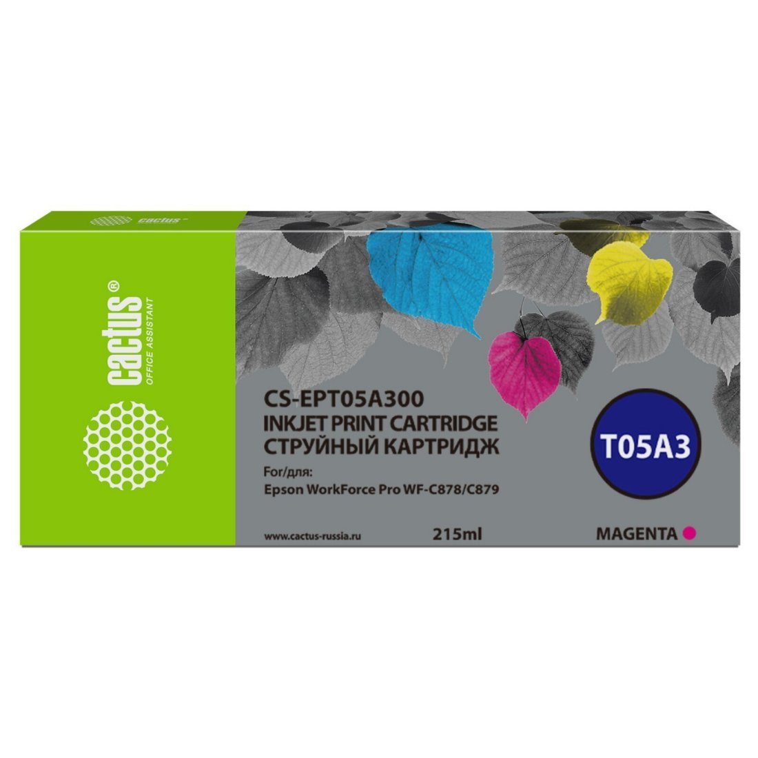 Изображение товара Картридж струйный Cactus CS-EPT05A300 T05A3 пурпурный (215мл) для Epson WorkForce Pro WF-C878/C879 Изображение товара Картридж струйный Cactus CS-EPT05A300 T05A3 пурпурный (215мл) для Epson WorkForce Pro WF-C878/C879