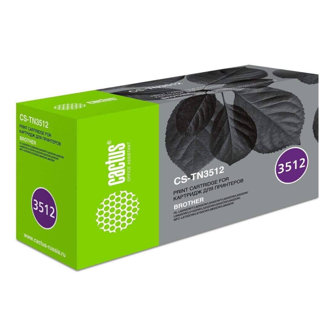Изображение товара Картридж лазерный Cactus CS-TN3512 TN-3512 черный (12000стр.) для Brother DCP L6600DWHL/L6250DNHL/L6300DWHL/L6400DWHL/L6400DWTMFC/L6800DWMFC/L6800DWTMFC/L6900DWMFC/L6900DWT