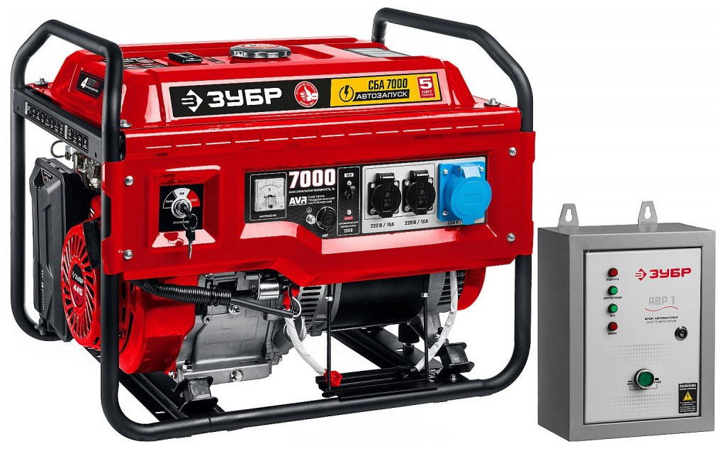 Изображение товара Бензиновый генератор Зубр СБА-7000, с автозапуском