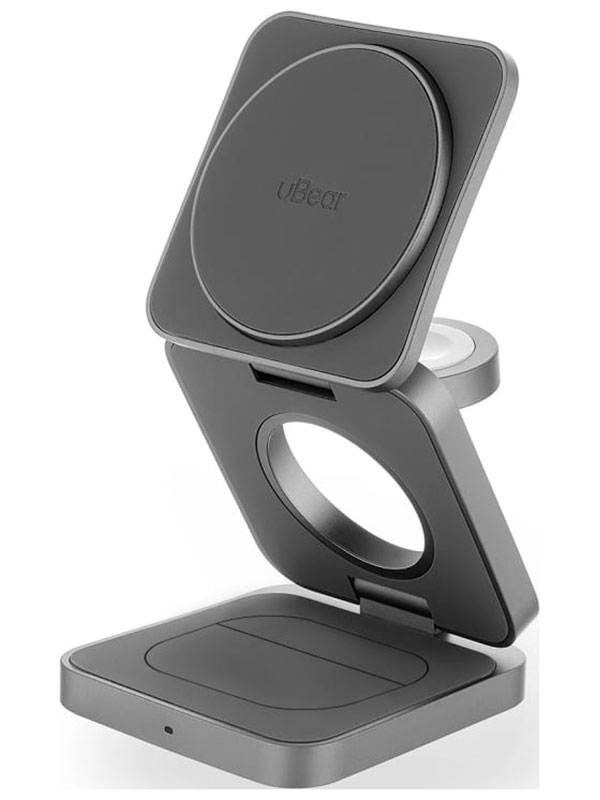 Изображение товара Беспроводное зарядное устройство uBear Balance 3 в 1, MagSafe, 25 Вт, серый (WL09SG31-ADM)
