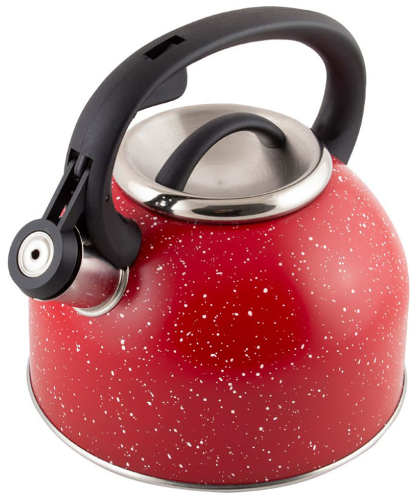 Изображение товара Чайник для плиты Mallony Arte, 2.5 л, нержавеющая сталь, красный с белыми точками (005174)