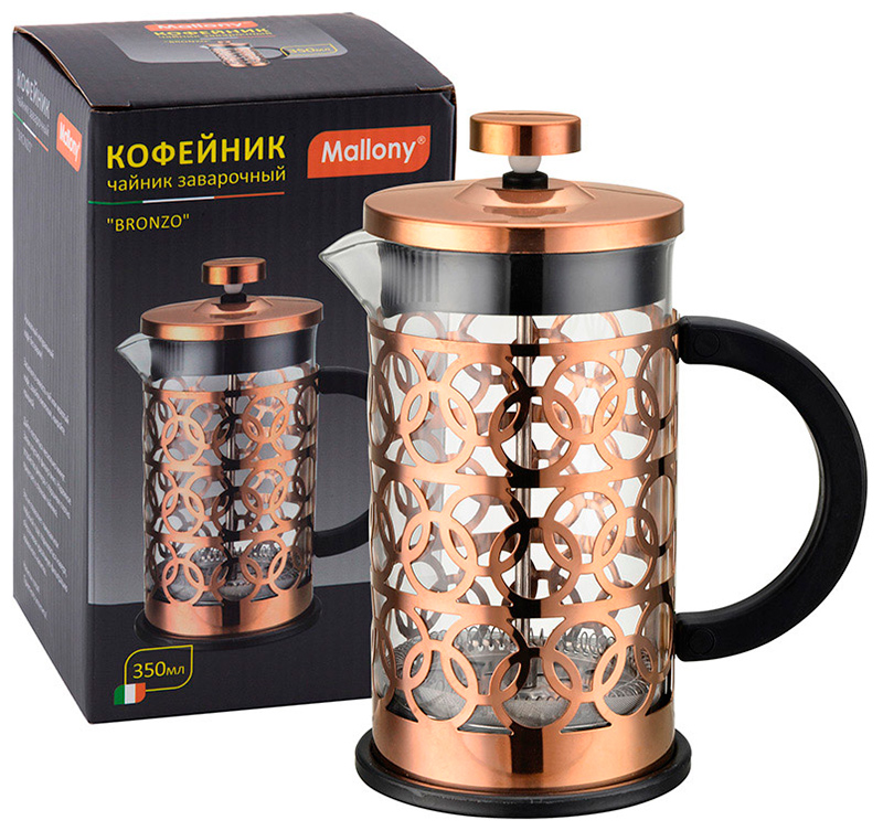 

Френч-пресс Mallony BRONZO 350 мл, боросиликатное стекло (950153), Золотистый