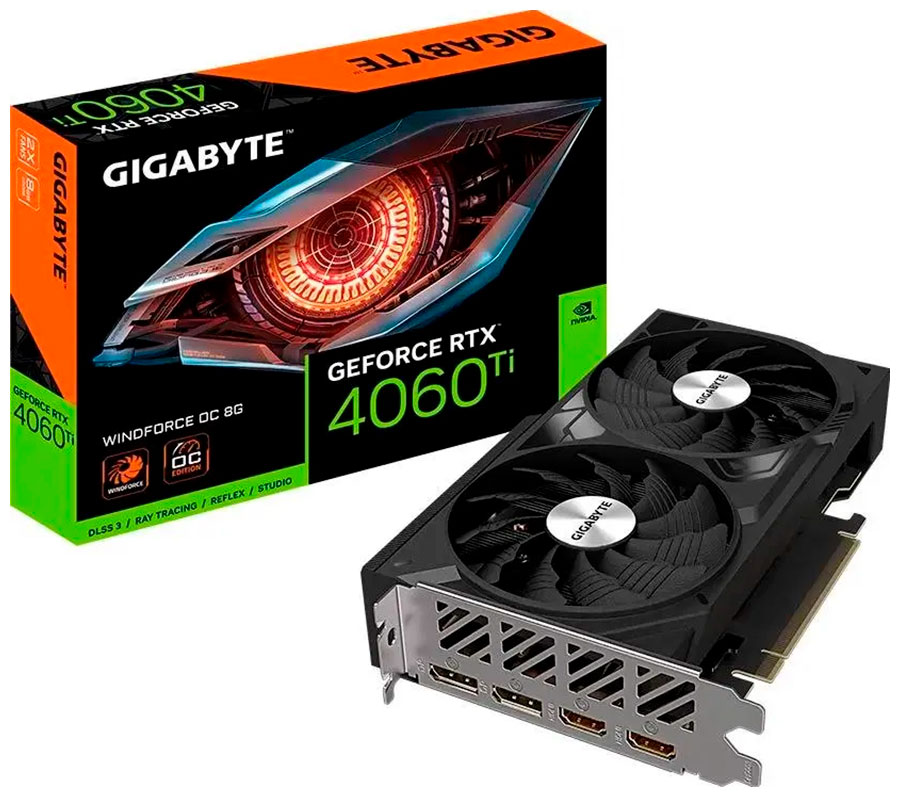 Видеокарта Gigabyte GeForce RTX 4060 Ti WINDFORCE OC 8GB (GV-N406TWF2OC-8GD) Видеокарта Gigabyte GeForce RTX 4060 Ti WINDFORCE OC 8GB (GV-N406TWF2OC-8GD)