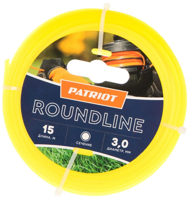 Изображение товара Леска Patriot Standart 3 мм 15 м круглая желтая для триммера и газонокосилки