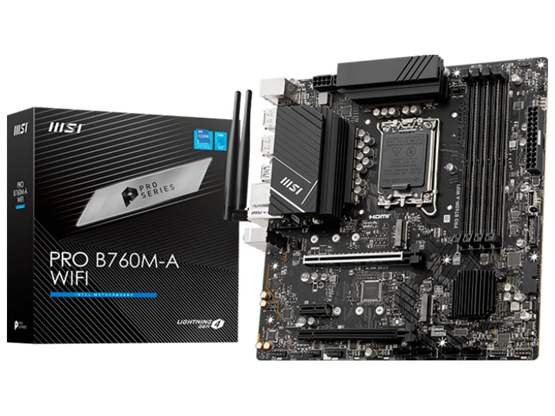 Изображение товара Материнская плата MSI PRO B760M-A WIFI (LGA1700, mATX)