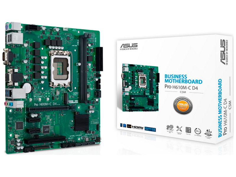 Изображение товара Материнская плата Asus PRO H610M-C D4-CSM (LGA1700 mATX)
