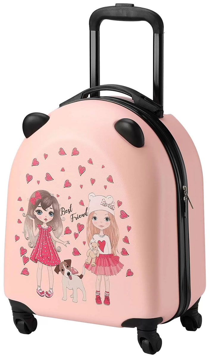 Изображение товара Детский чемодан Lats четырехколесный с ушками Лучшие подруги розовый арт 691
