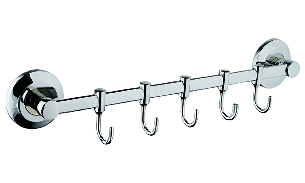 Изображение товара Планка с крючками для полотенец D-Lin хром 5 крючков современный дизайн