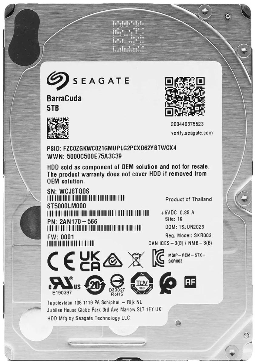 Изображение товара Жесткий диск Seagate 2.5 BarraCuda 5TB SATA III 5400rpm 128Mb (ST5000LM000)