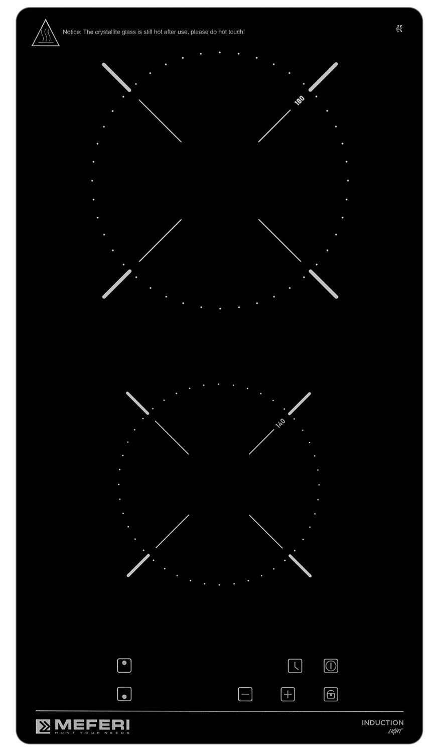 Изображение товара Индукционная варочная панель Meferi MIH302BK LIGHT двухконфорочная, сенсорная, стеклокерамика