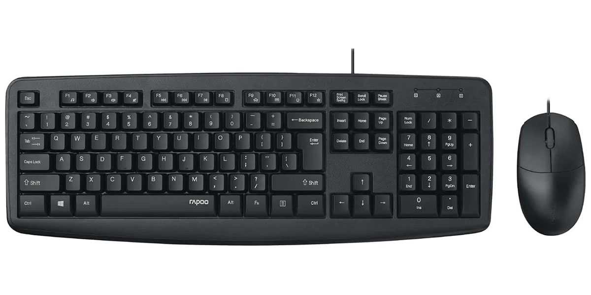 Изображение товара Проводной комплект клавиатура+мышь Rapoo NX1600, черный