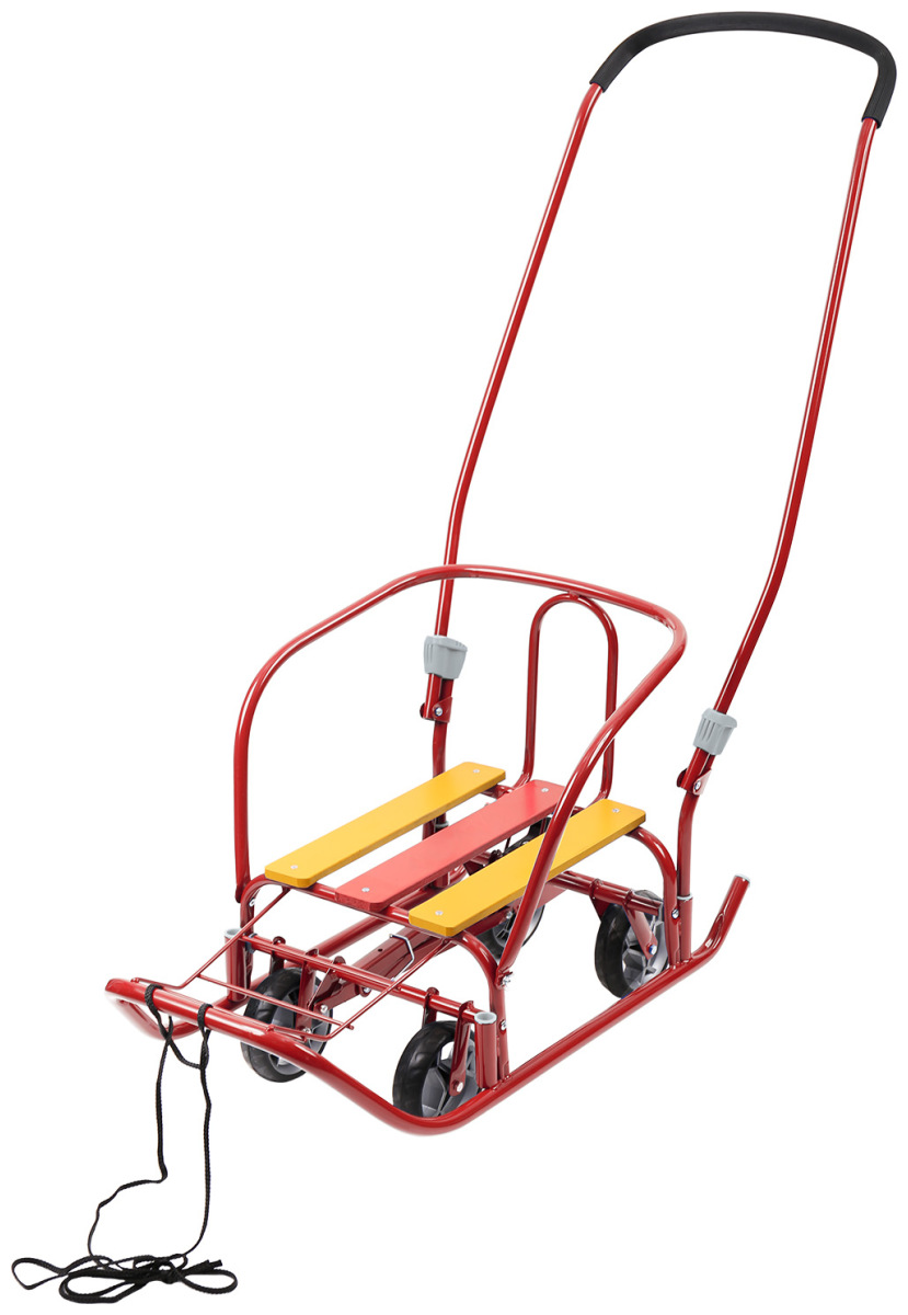 Изображение товара Санки Ника Ветерок 7 универсал+ алый металлические с ручкой для детей от 3 лет