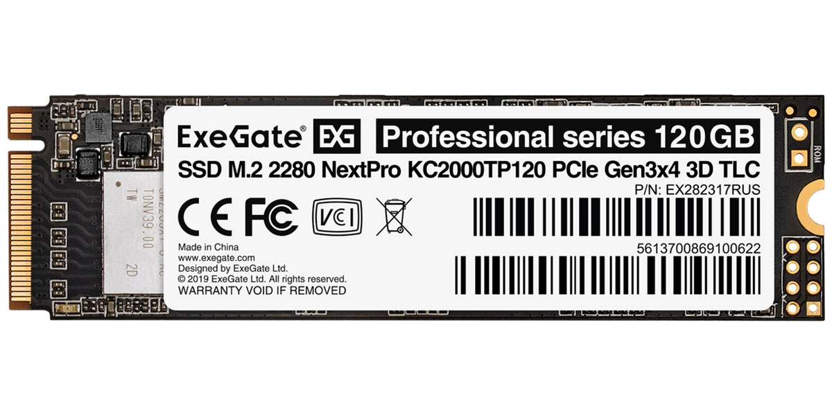 Изображение товара SSD накопитель ExeGate M.2 2280 120GB NextPro KC2000TP120 PCIe (EX282317RUS)