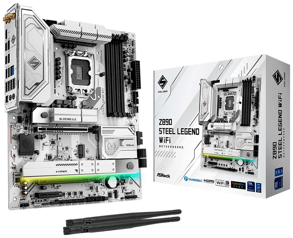 Изображение товара Материнская плата Asrock Z890 STEEL LEGEND WIFI Изображение товара Материнская плата Asrock Z890 STEEL LEGEND WIFI