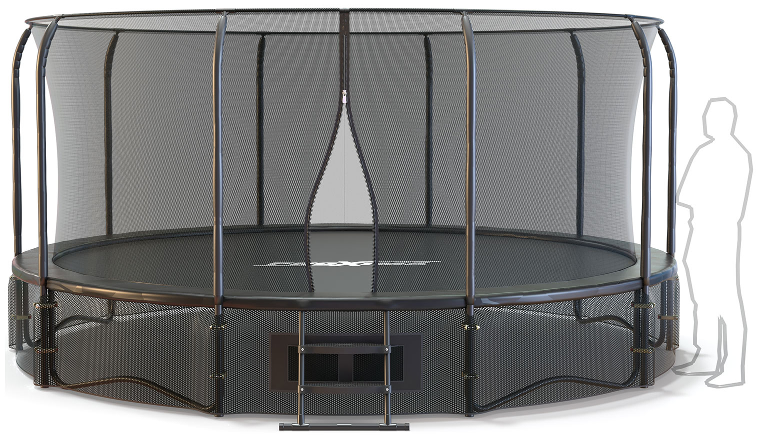 Изображение товара Батут Proxima Premium Dual CFR-15F-5-W 457 см с двумя сетками и лестницей