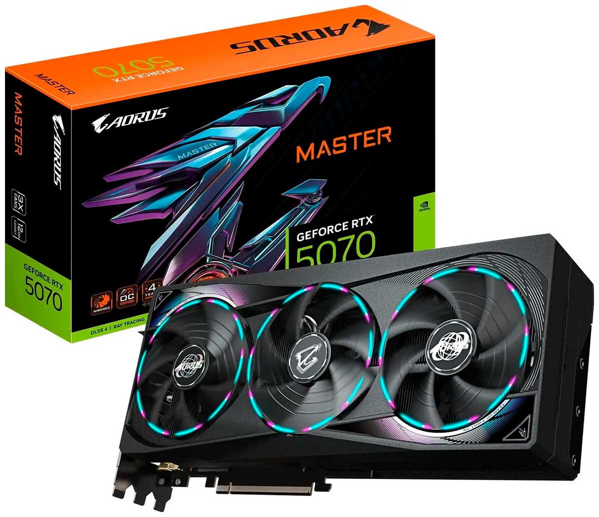 Изображение товара Видеокарта Gigabyte GeForce RTX 5070 AORUS MASTER 12G (GV-N5070AORUS M-12GD)