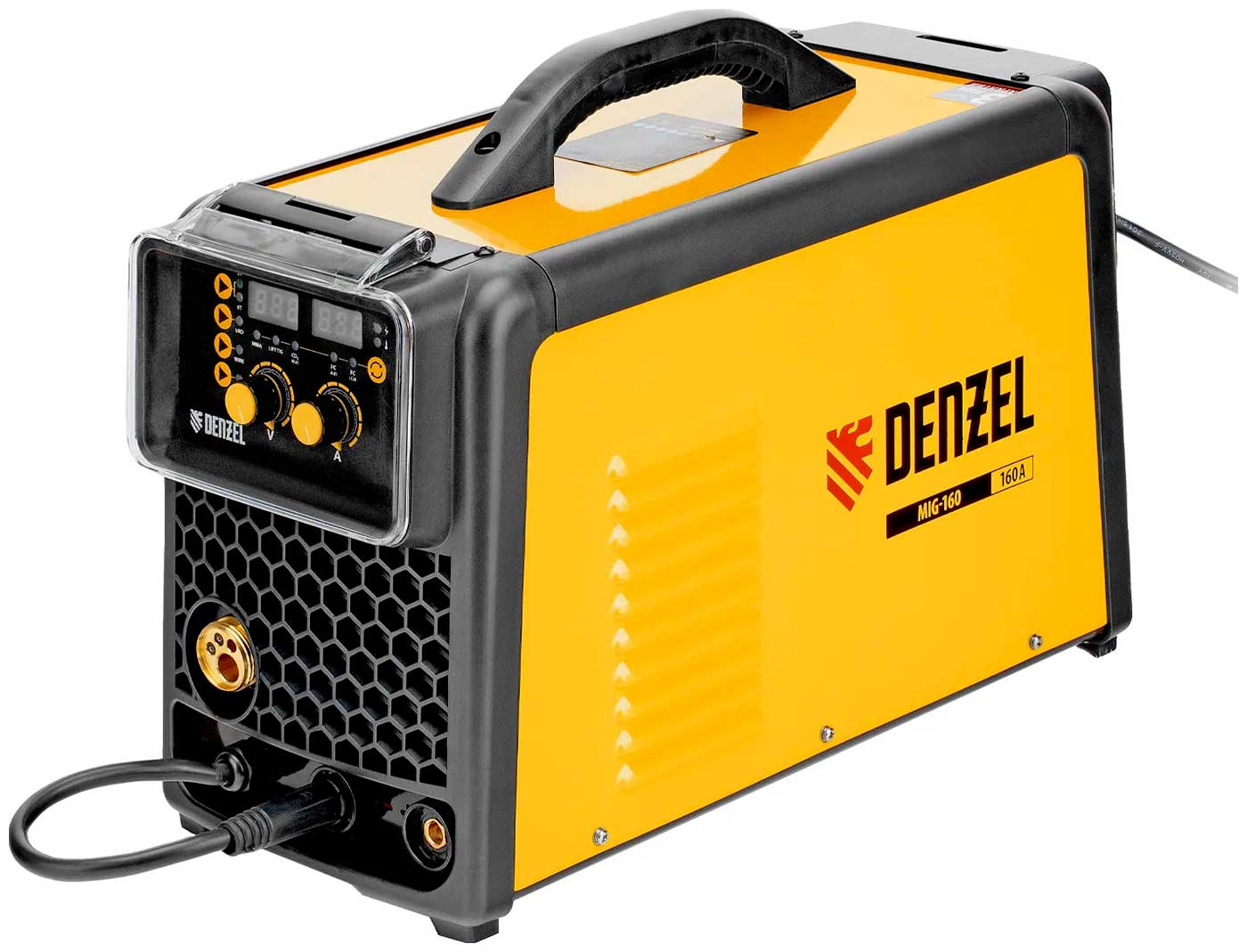 Изображение товара Инверторный аппарат полуавтоматической сварки Denzel MIG-160 (94309)