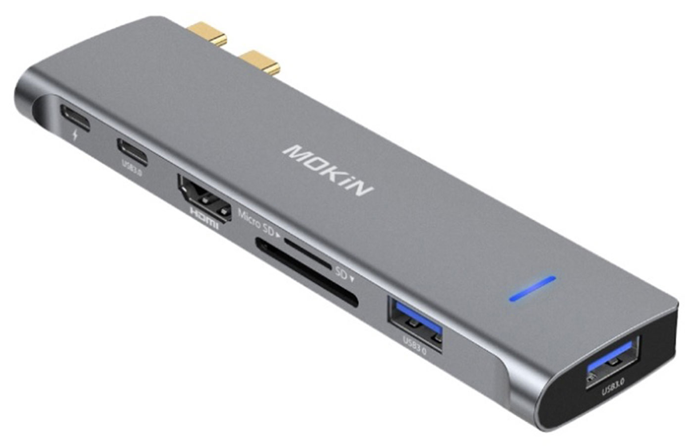 Изображение товара Универсальный 7-в-1 адаптер Mokin для MacBook Thunderbolt 3 HDMI USB-C SD MicroSD