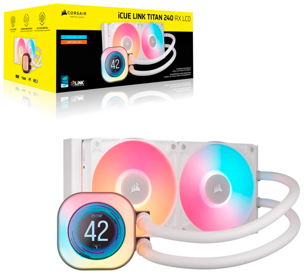 Изображение товара Corsair iCUE LINK TITAN 240 RX LCD СЖО с ЖК дисплеем RGB для ПК