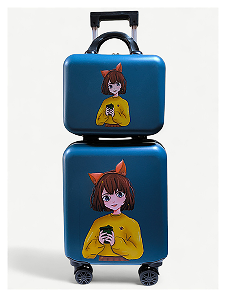 Изображение товара Дорожный набор XS Lats Чемодан 16 дюймов+бьюти кейс, аниме, 2, синий