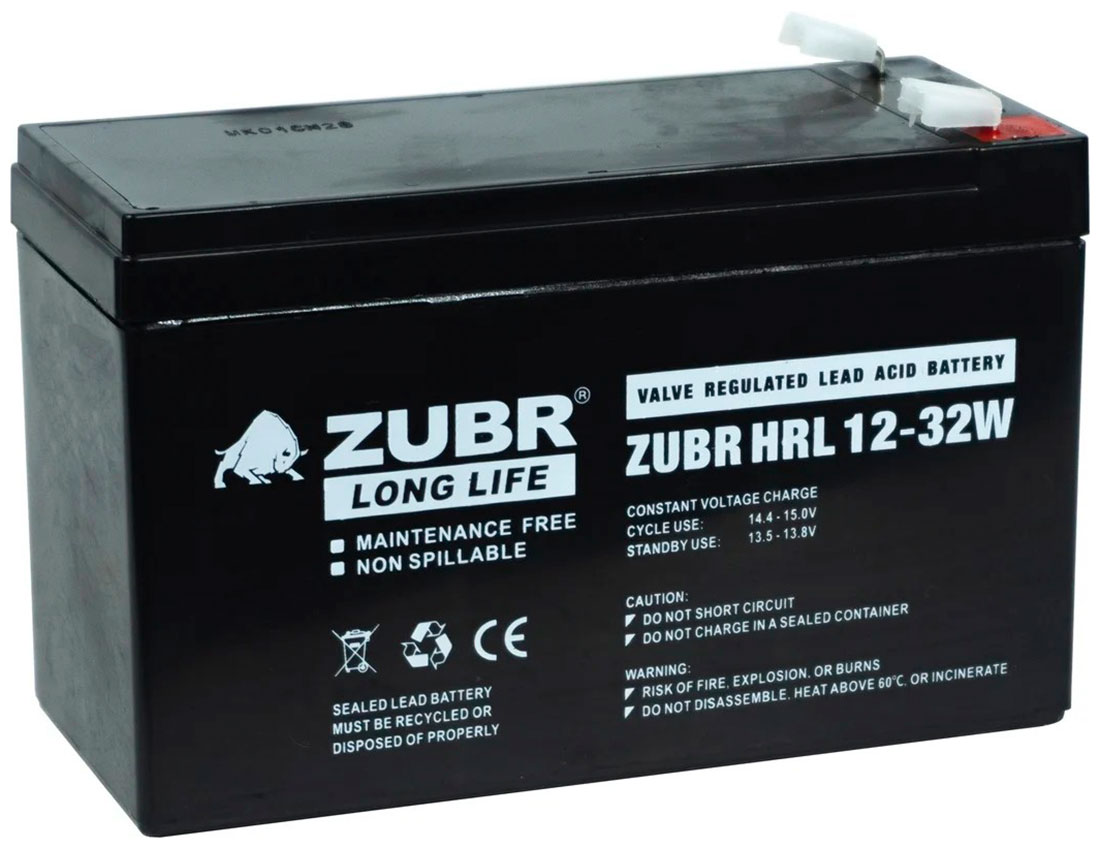 Изображение товара Аккумуляторная батарея Зубр HRL12-32W 12V7.2Ah