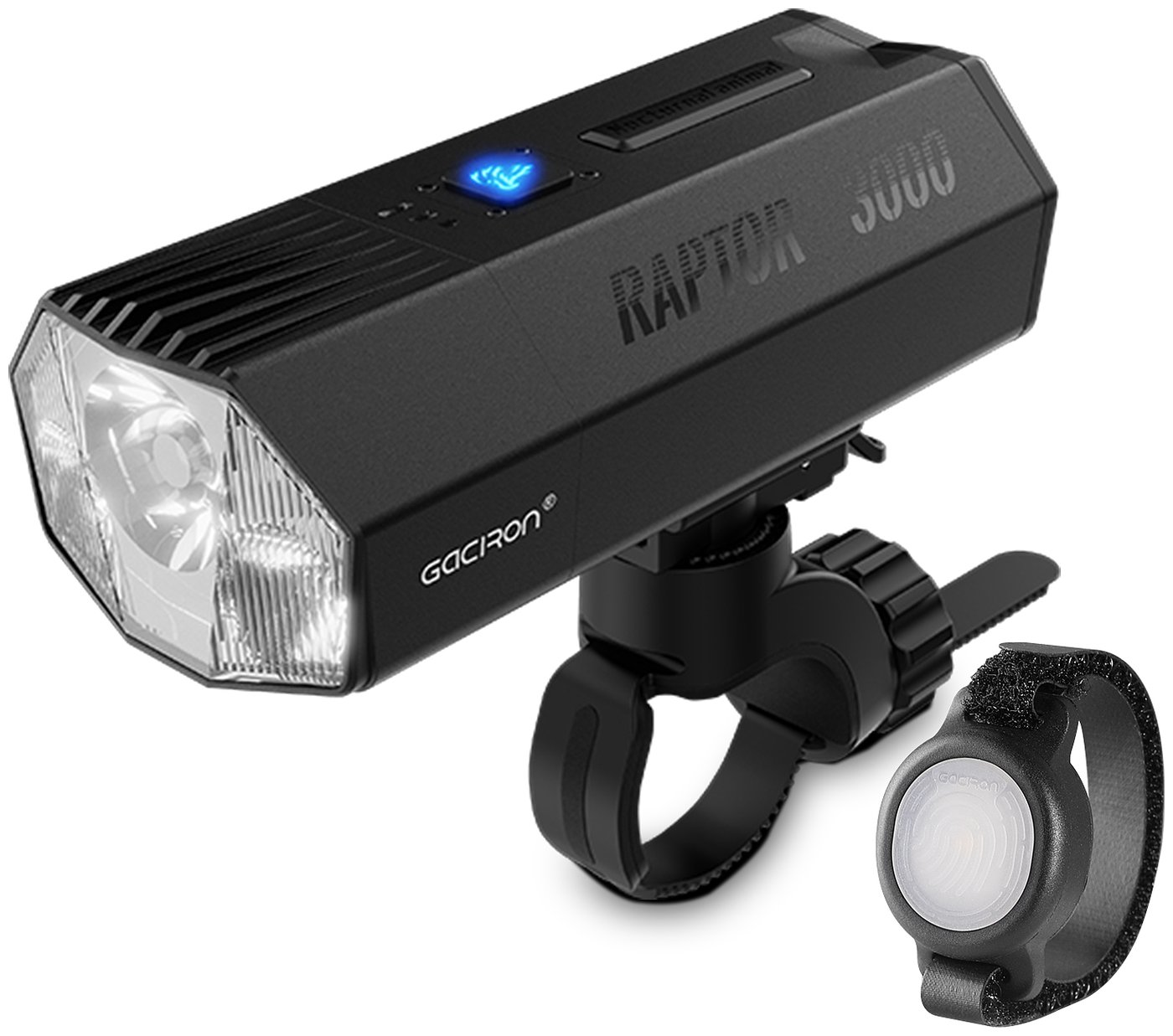 Передний велосипедный фонарь Gaciron Raptor-3000 аккумуляторный с беспроводным управлением и функцией повербанка черный 12990₽