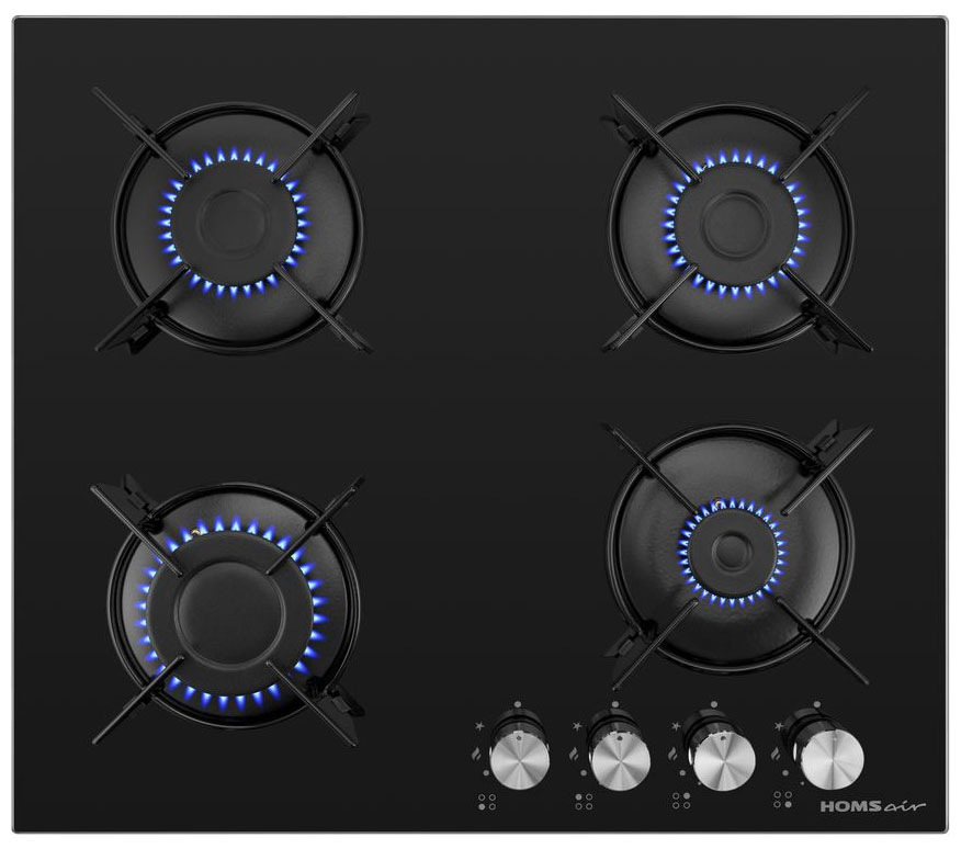 Изображение товара Газовая варочная панель Homsair HGG641EBK 4 конфорки турция