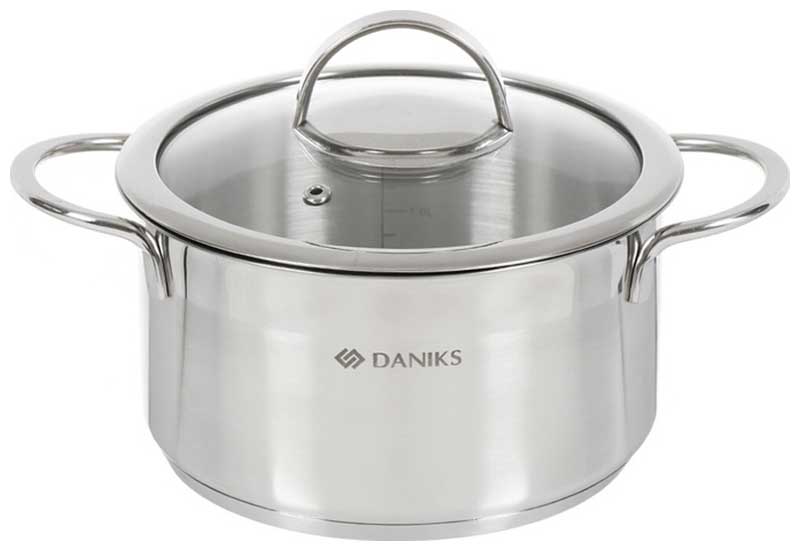 Кастрюля с крышкой Daniks Бонн GS-01319-18CA 2.5 л чайник для плиты daniks msy 075b фиолетовый