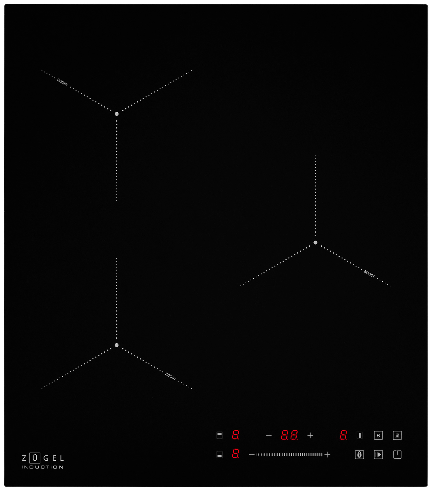 Изображение товара Электрическая варочная панель Zugel ZIH453B 3 индукционные конфорки сенсорное управление