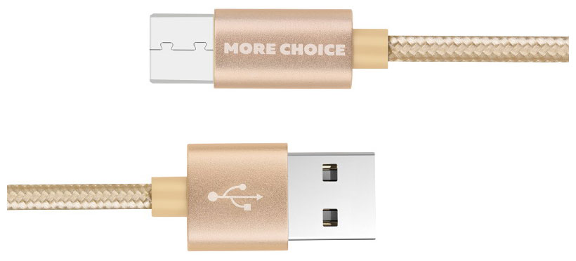 цена Кабель MoreChoice USB 2.0A для micro USB K11m нейлон 1м (Gold)