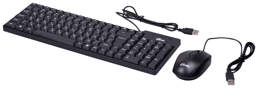 Проводной набор клавиатура+мышь Ritmix RKC-010 комплект 4 наб набор клавиатура мышь ritmix rkc 010 проводной 15119373