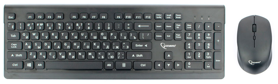 Изображение товара Беспроводной комплект клавиатура и мышь Gembird KBS-7200 черный 2.4ГГц 1600 DPI USB